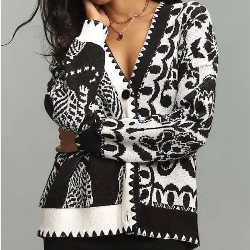 FARM Rio Monochrome Patterned Cardigan